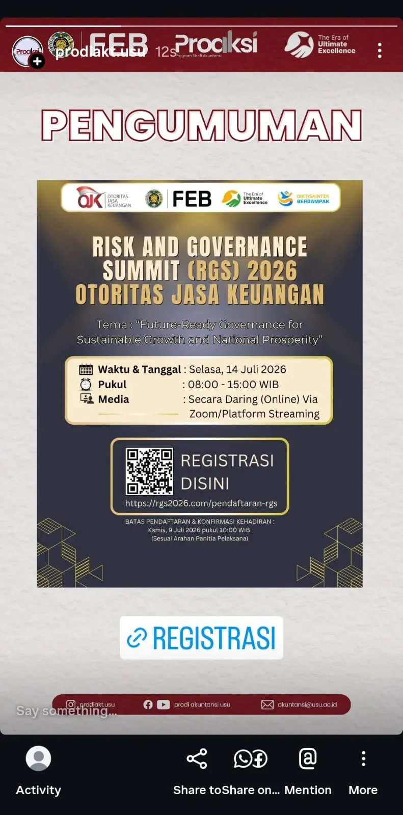 Kegiatan Risk and Governance Summit (RGS) Tahun 2026